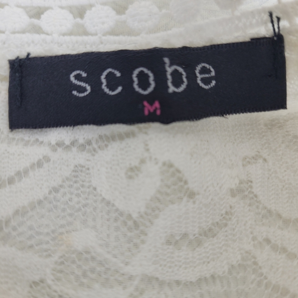 Scobe white deep v neck short sleeve top white lace peplum fairy coquette girl M - Picture 8 of 13
